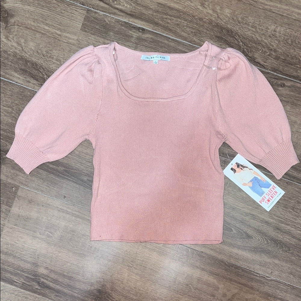 Celebrity Pink Ribbed Knit Top